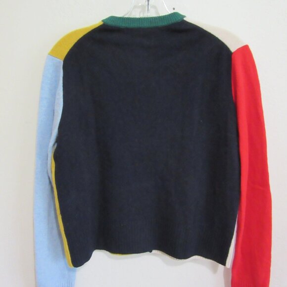 ALEX MILL Colorblock Cardigan Multicolor S Long Sleeve Merino Wool Sweater - Picture 3 of 4